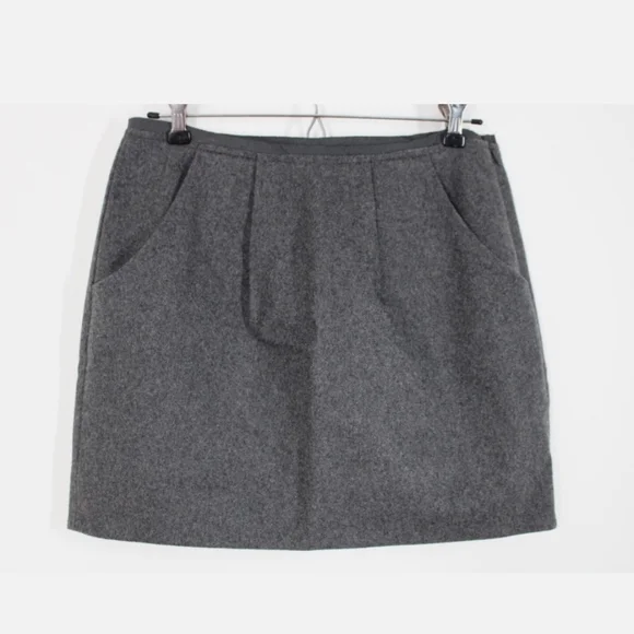 J. Crew Skirt Size 4 Charcoal Gray Felted Wool Blend Pleated Ribbon Waist Mini - Picture 2 of 7